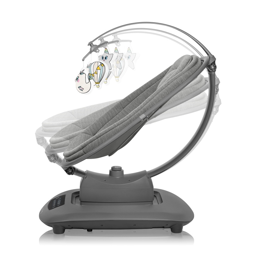 Lionelo - Otroški gugalnik BLOSSOM Grey Concrete z melodijo + daljinski upravljalnik