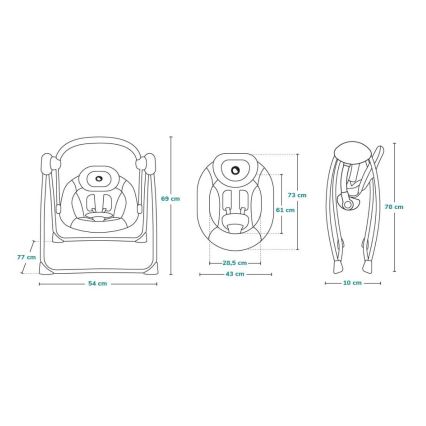 Lionelo - Otroški gugalnik OTTO 4xLR14 Cozy Grey