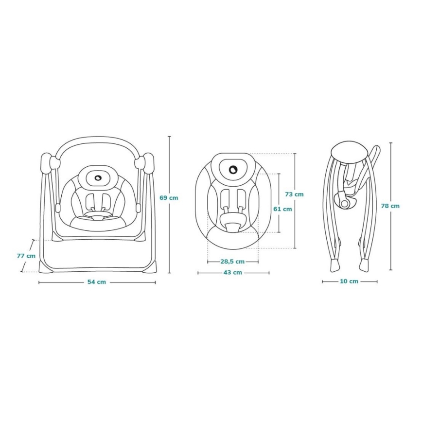 Lionelo - Otroški gugalnik OTTO 4xLR14 Cozy Grey