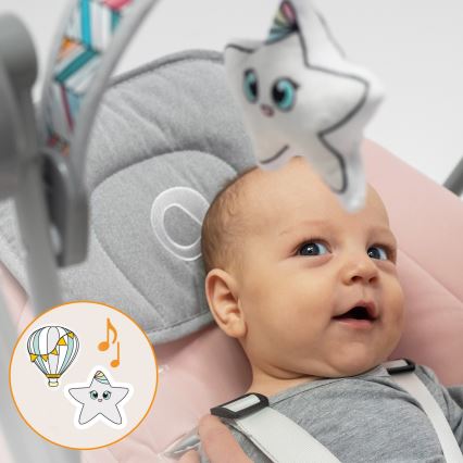 Lionelo - Otroški gugalnik OTTO 4xLR14 Pink Baby