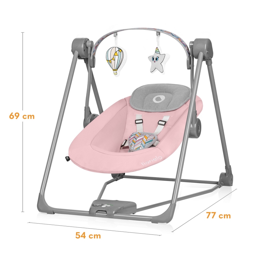 Lionelo - Otroški gugalnik OTTO 4xLR14 Pink Baby