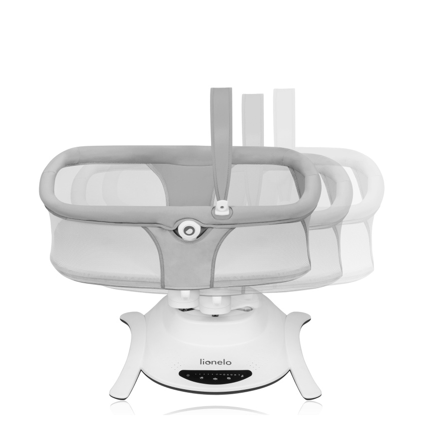 Lionelo - Otroška zibka z melodijo 2v1 BELLA 4xAA betonsko siva + daljinski upravljalnik