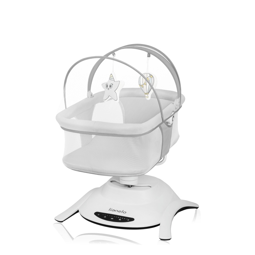 Lionelo - Otroška zibka z melodijo 2v1 BELLA 4xAA betonsko siva + daljinski upravljalnik