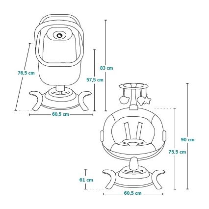Lionelo - Otroška zibka z melodijo 2v1 BELLA 4xAA betonsko siva + daljinski upravljalnik