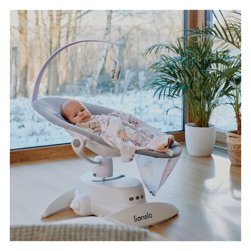 Lionelo - Otroški gugalnik z melodijo IRIS, betonsko siva