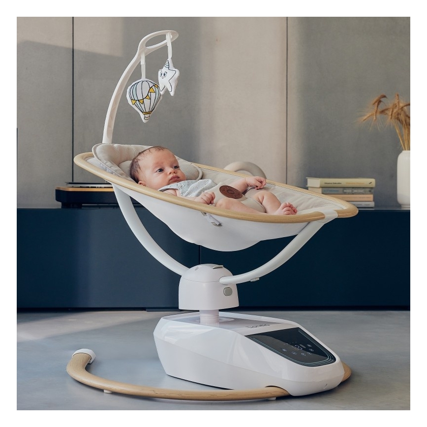 Lionelo - Otroški gugalnik z melodijo OLIVIA Beige Natural + daljinski upravljalnik