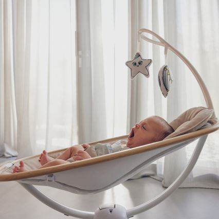 Lionelo - Otroški gugalnik z melodijo OLIVIA Beige Natural + daljinski upravljalnik