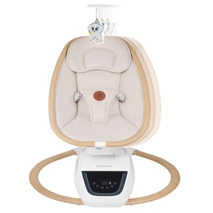Lionelo - Otroški gugalnik z melodijo OLIVIA Beige Natural + daljinski upravljalnik