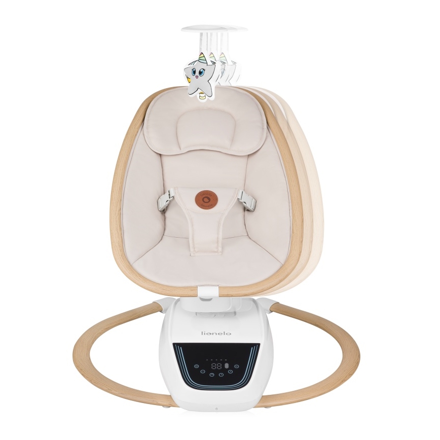 Lionelo - Otroški gugalnik z melodijo OLIVIA Beige Natural + daljinski upravljalnik