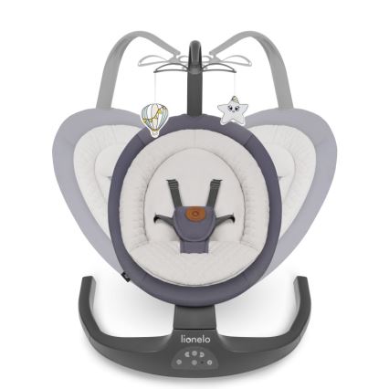 Lionelo - Otroški gugalnik z melodijo RALF 4xAA Grafitno siva + daljinski upravljalnik