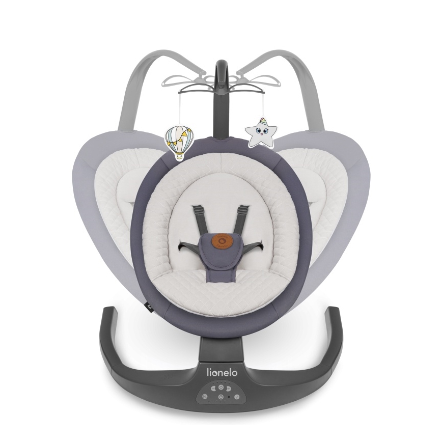 Lionelo - Otroški gugalnik z melodijo RALF 4xAA Grafitno siva + daljinski upravljalnik