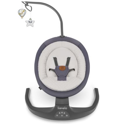 Lionelo - Otroški gugalnik z melodijo RALF 4xAA Grafitno siva + daljinski upravljalnik