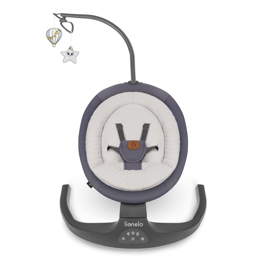 Lionelo - Otroški gugalnik z melodijo RALF 4xAA Grafitno siva + daljinski upravljalnik