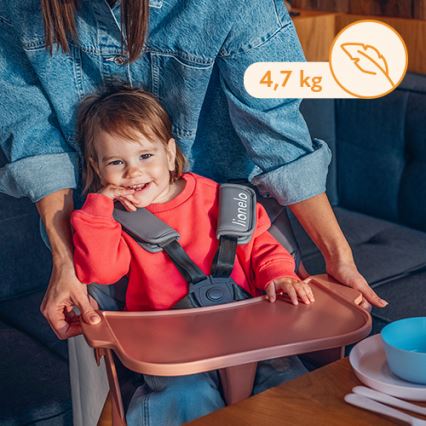 Lionelo - Otroški jedilni stol 2 v 1 KOEN Pink Rose