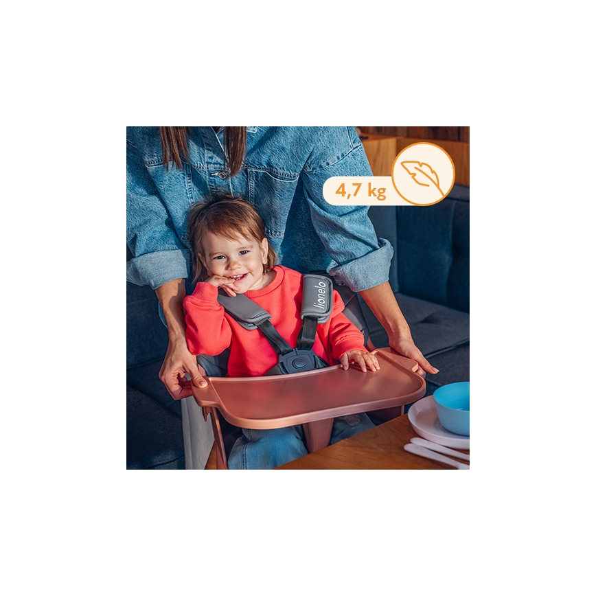 Lionelo - Otroški jedilni stol 2 v 1 KOEN Pink Rose