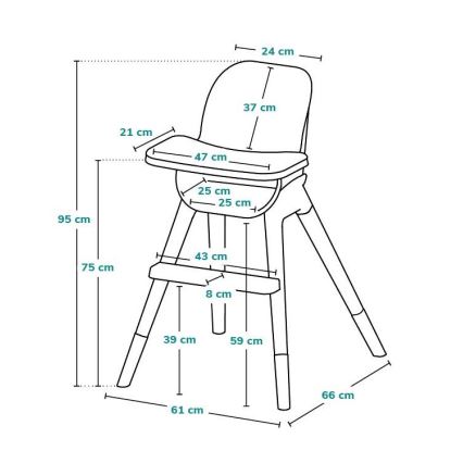 Lionelo - Otroški jedilni stol 2v1 MONA Black Onyx