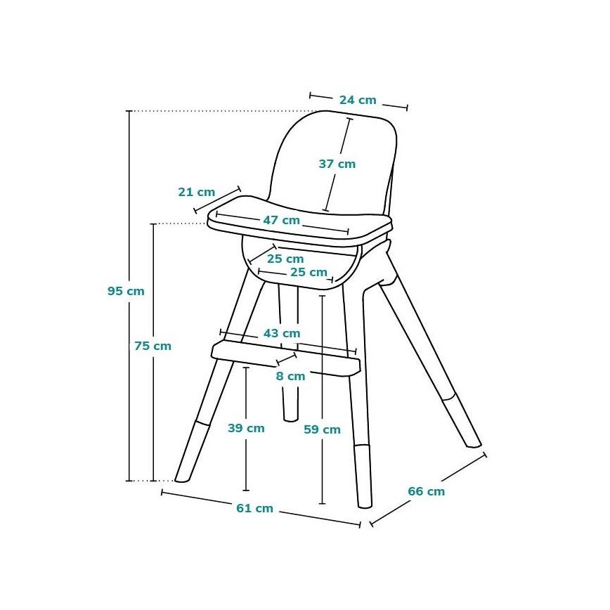 Lionelo - Otroški jedilni stol 2v1 MONA Black Onyx
