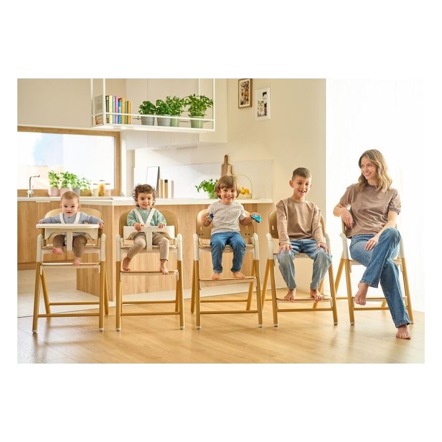 Lionelo - Otroški jedilni stol 3 v 1 CELIA Grey Wood
