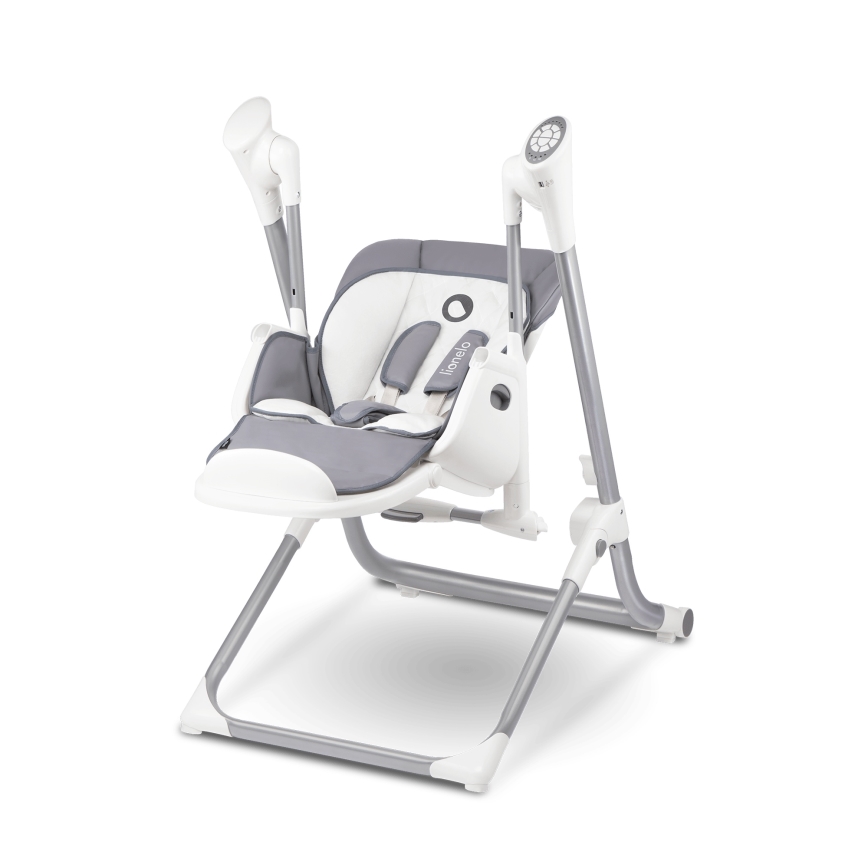 Lionelo - Otroški jedilni stol NILES v sivi barvi 4xAA