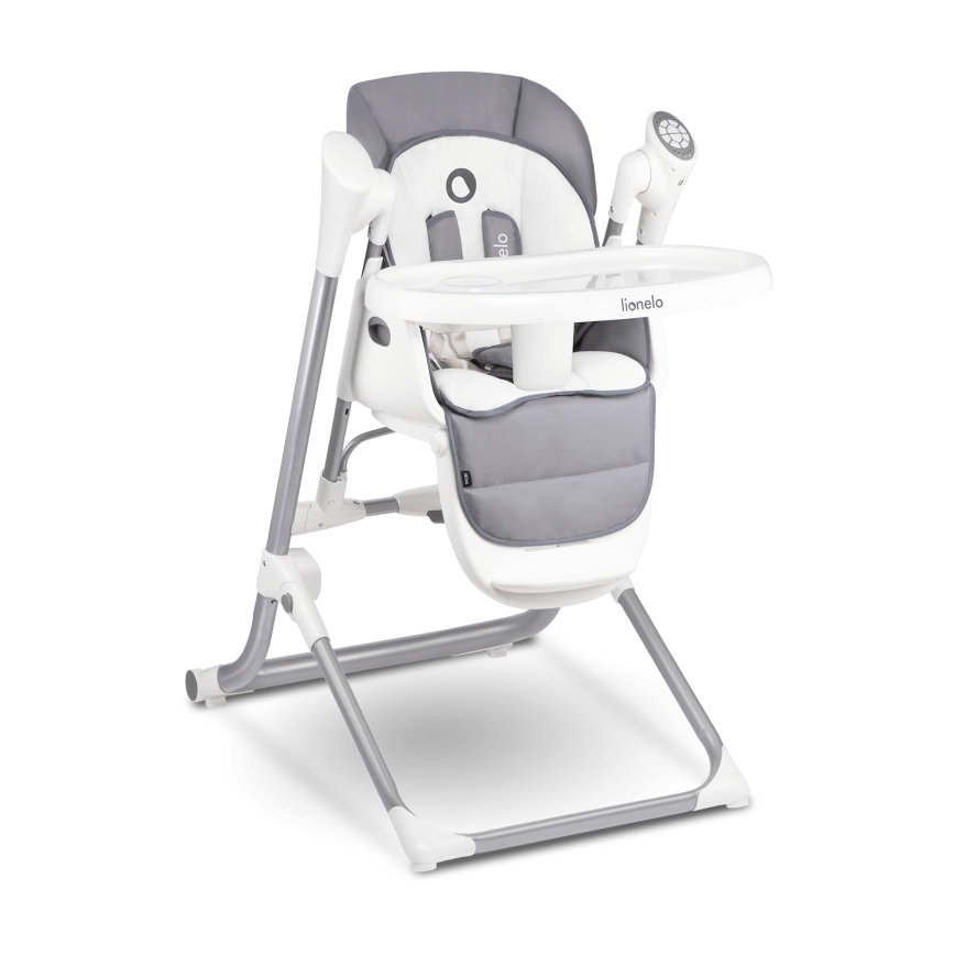 Lionelo - Otroški jedilni stol NILES v sivi barvi 4xAA