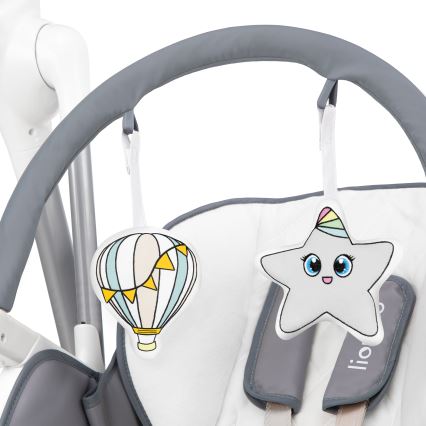 Lionelo - Otroški jedilni stol NILES v sivi barvi 4xAA