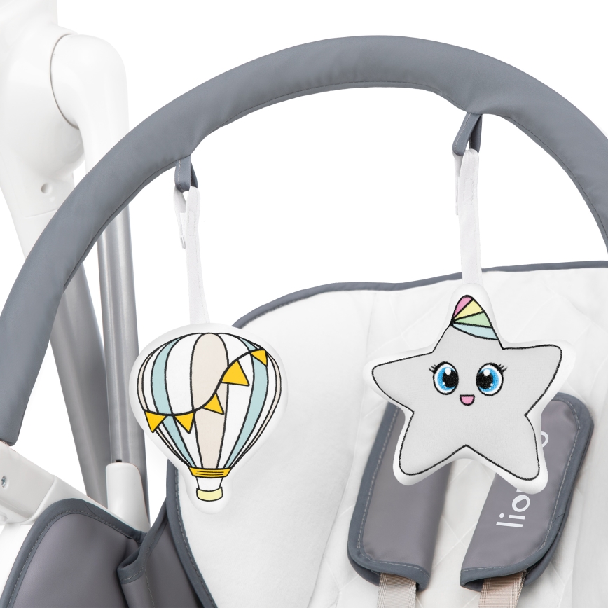 Lionelo - Otroški jedilni stol NILES v sivi barvi 4xAA