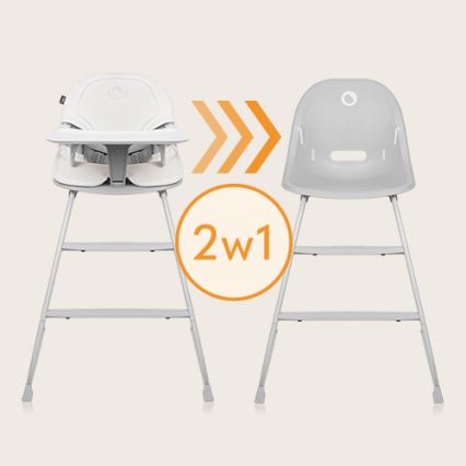 Lionelo - Otroški jedilni stolček 2 v 1 DALIA bel/siv
