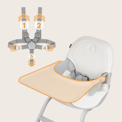 Lionelo - Otroški jedilni stolček 2 v 1 DALIA bel/siv