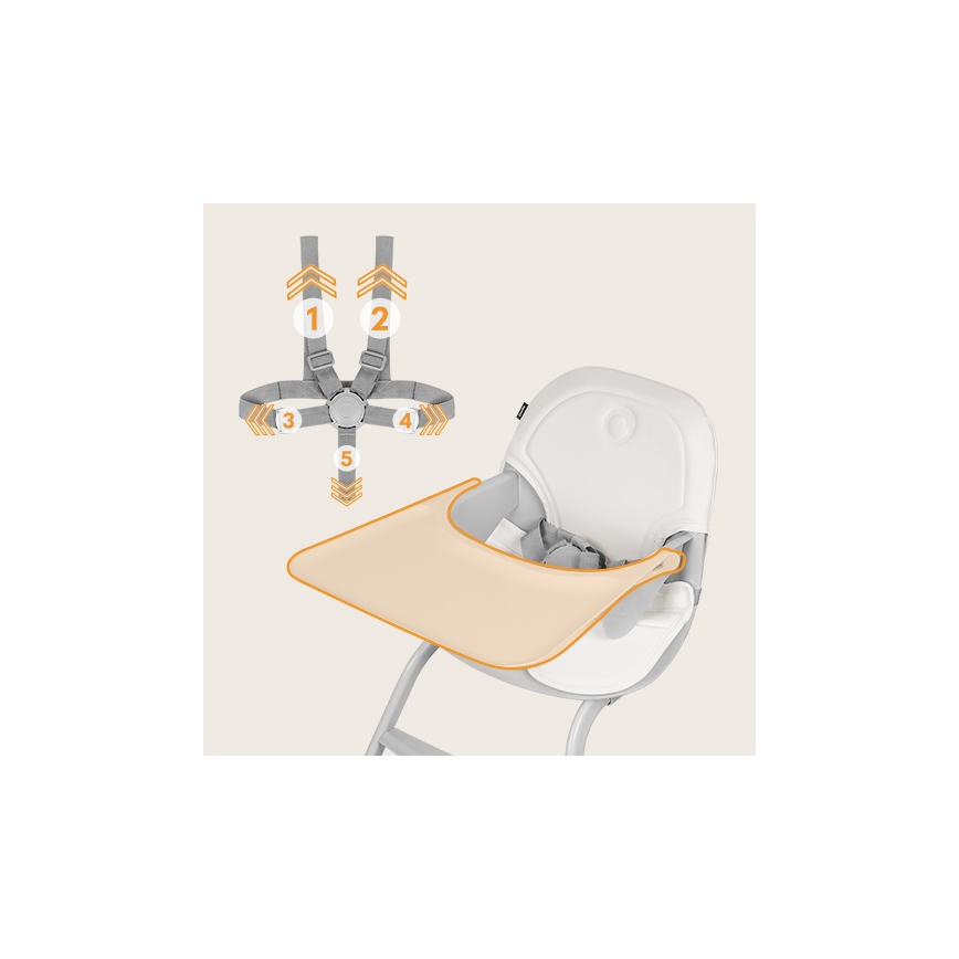 Lionelo - Otroški jedilni stolček 2 v 1 DALIA bel/siv