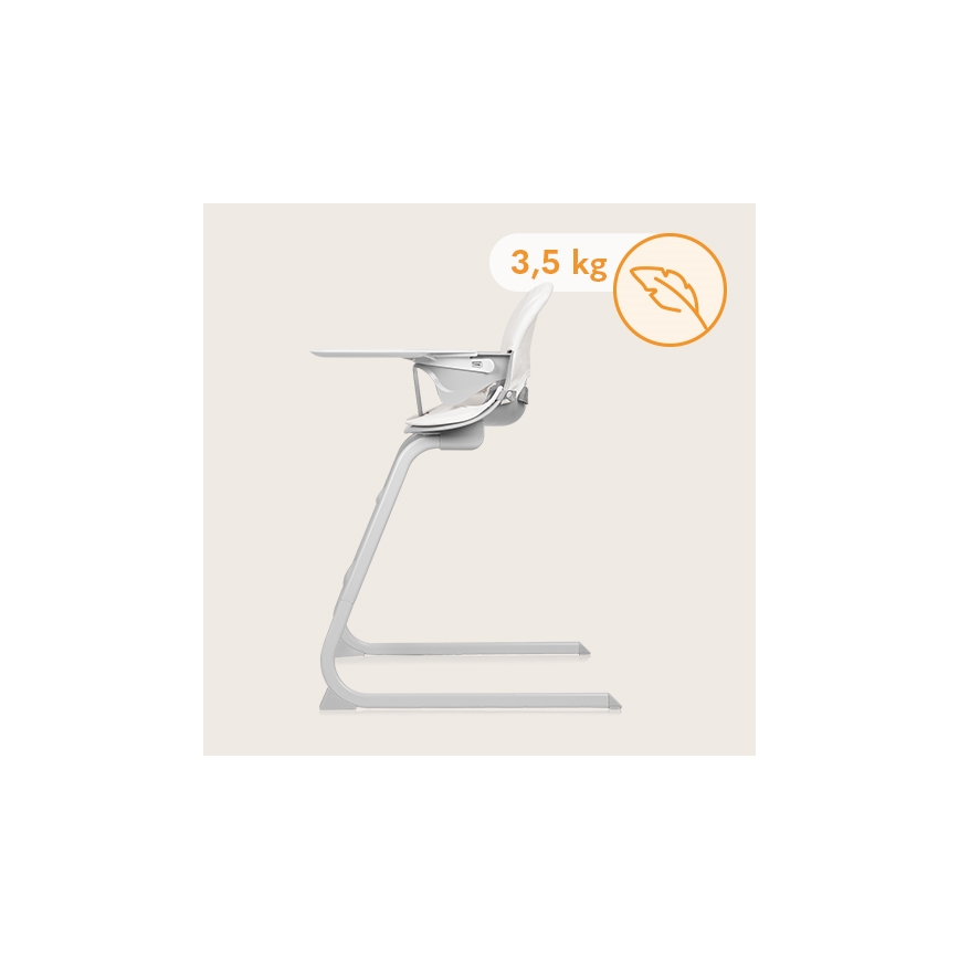 Lionelo - Otroški jedilni stolček 2 v 1 DALIA bel/siv