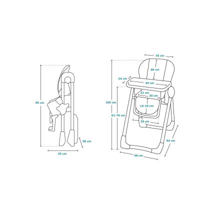 Lionelo - Otroški jedilni stolček ZANNA, siv