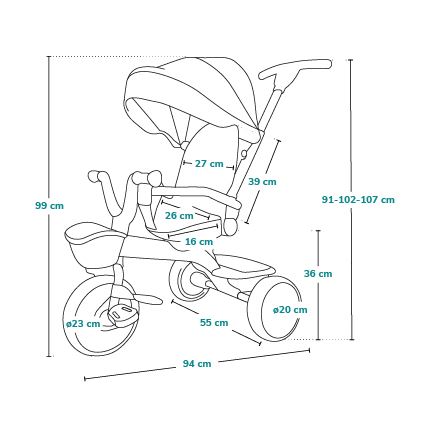 Lionelo - Otroški tricikel HAARI rožnat/siv