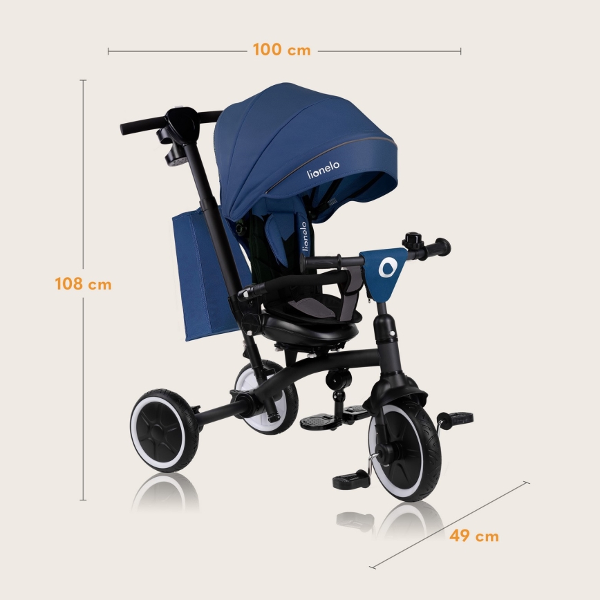 Lionelo - Otroški tricikel TRIS PLUS Modri denim