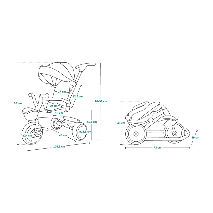 Lionelo - Otroški trikolesnik TRIS siv