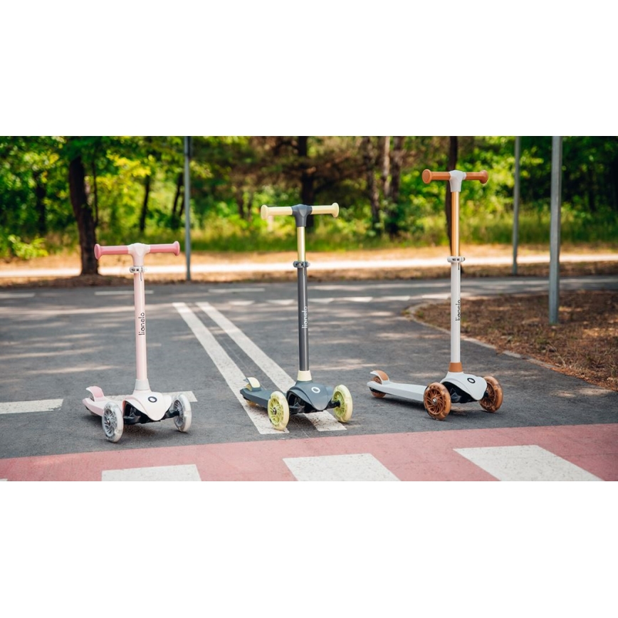 Lionelo - Otroški trotinet JESSY 3xAA siva/zelena