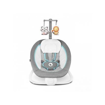 Lionelo - Otroški vibracijski gugalnik s melodijo PASCAL 2xAA siva/turkizna