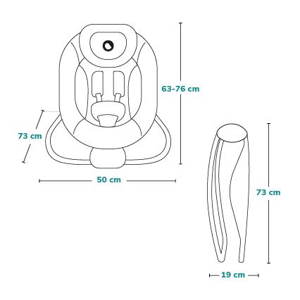 Lionelo - Otroški vibracijski gugalnik s melodijo PASCAL 2xAA siva/turkizna