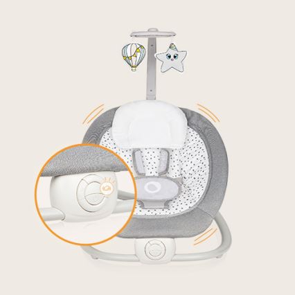 Lionelo - Otroško vibracijsko zibalo z melodijo PASCAL 2xAA sivo