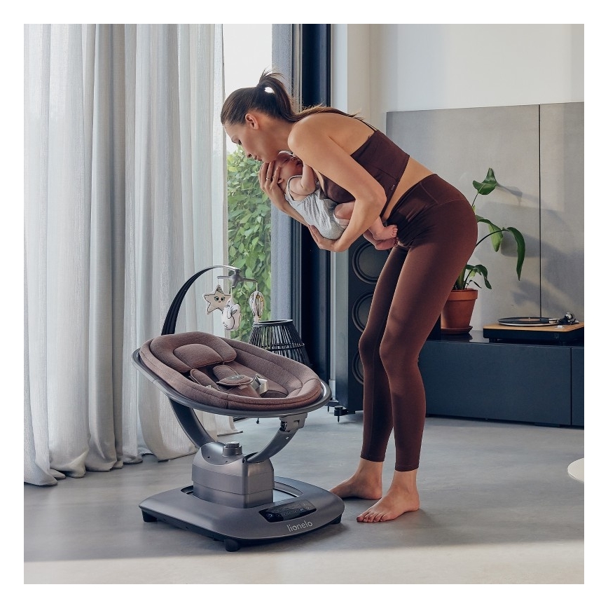 Lionelo - Otroško zibalo z melodijo BLOSSOM Pink Mauve + daljinski upravljalnik