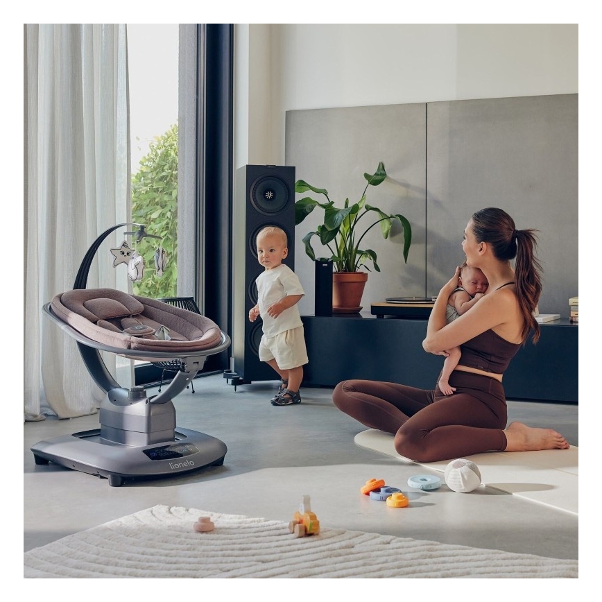 Lionelo - Otroško zibalo z melodijo BLOSSOM Pink Mauve + daljinski upravljalnik