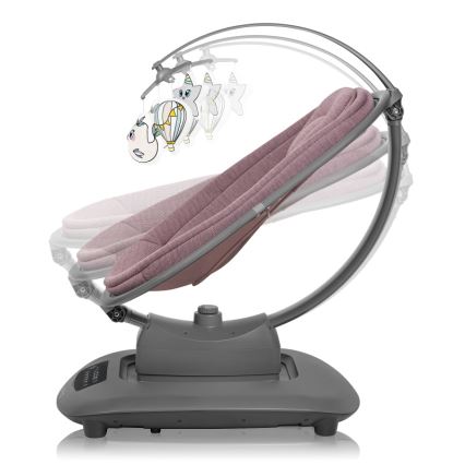 Lionelo - Otroško zibalo z melodijo BLOSSOM Pink Mauve + daljinski upravljalnik