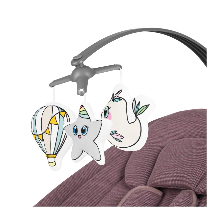 Lionelo - Otroško zibalo z melodijo BLOSSOM Pink Mauve + daljinski upravljalnik