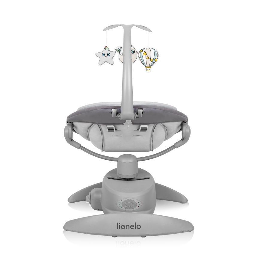 Lionelo - Otroško zibalo z melodijo MELL Grey Stone 4xAA + daljinski upravljalnik