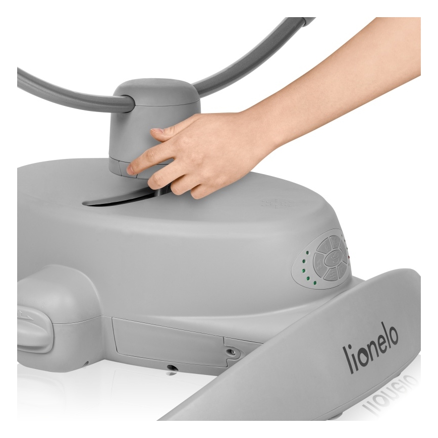 Lionelo - Otroško zibalo z melodijo MELL Grey Stone 4xAA + daljinski upravljalnik