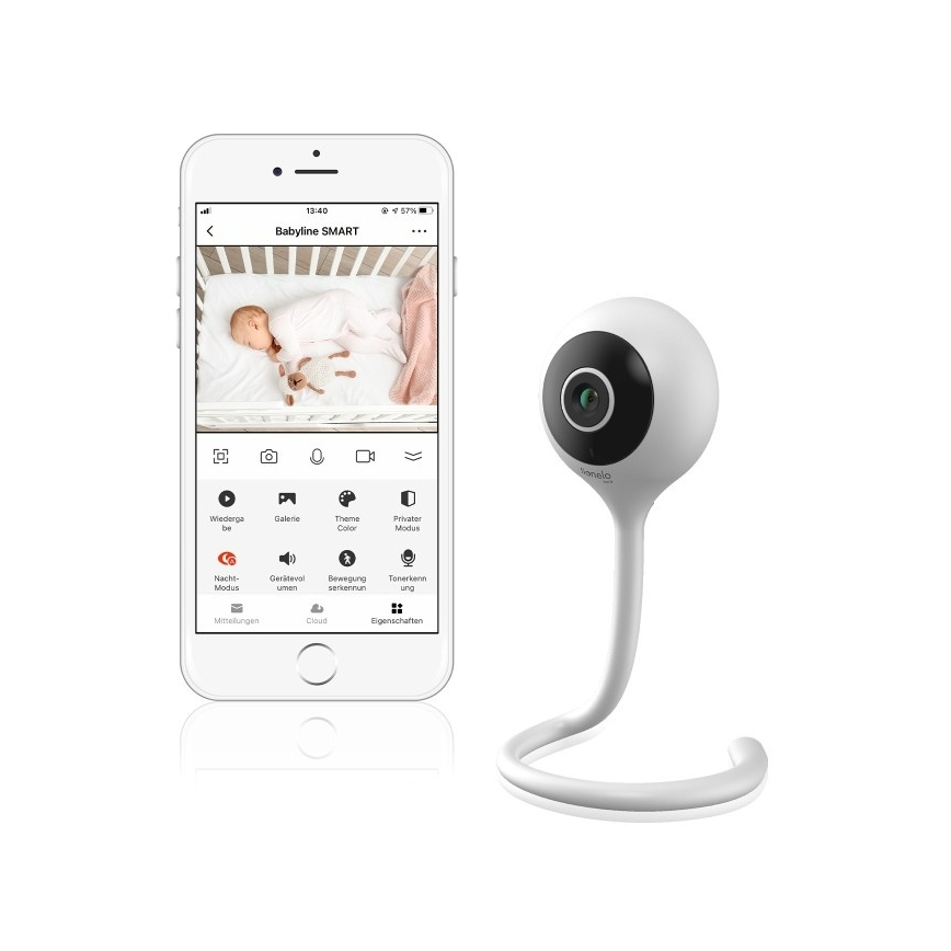 Lionelo - Pametna otroška varuška BABYLINE SMART Wi‑Fi bela