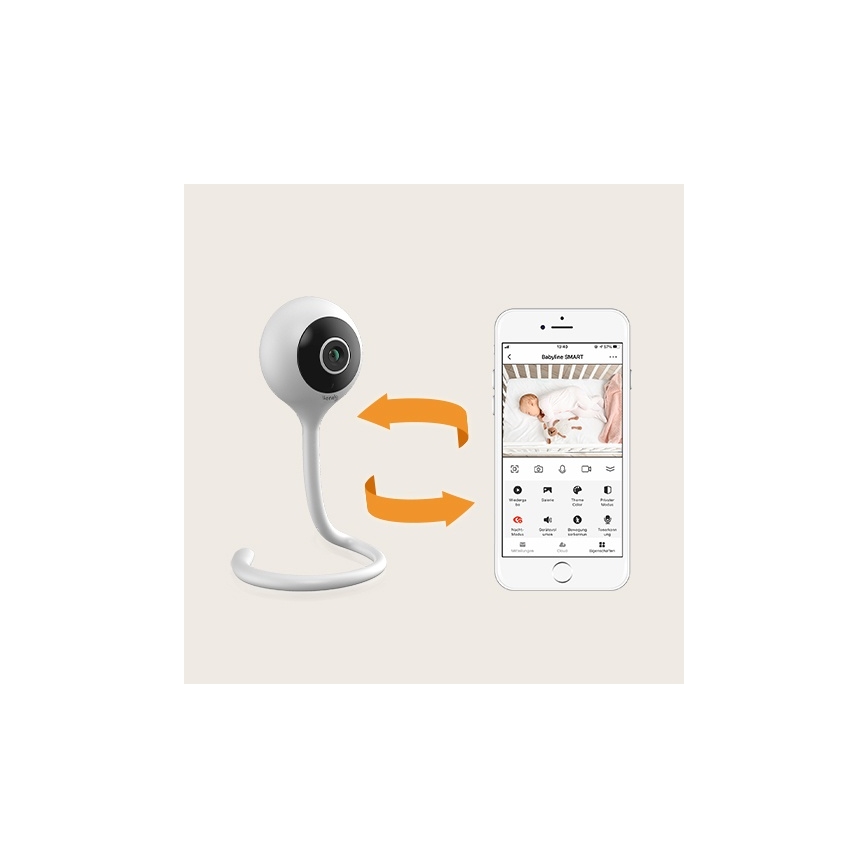 Lionelo - Pametna otroška varuška BABYLINE SMART Wi‑Fi bela