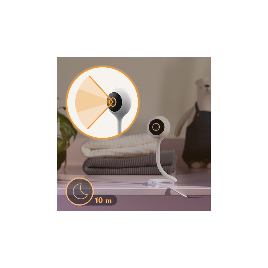 Lionelo - Pametna otroška varuška BABYLINE SMART Wi‑Fi bela