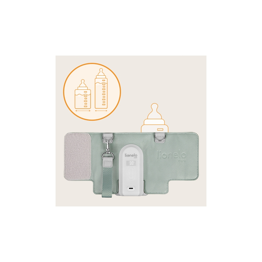 Lionelo - Polnilni grelec za stekleničke THERMUP GO EVO 18W/5V zelena/bela