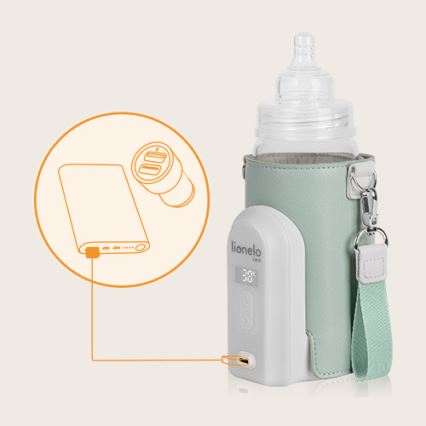 Lionelo - Polnilni grelec za stekleničke THERMUP GO EVO 18W/5V zelena/bela