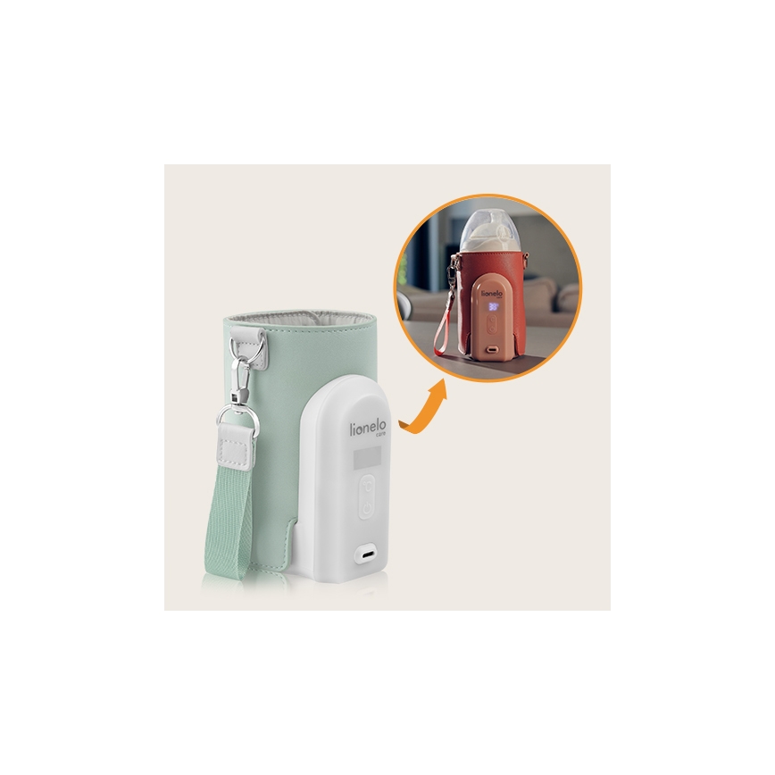 Lionelo - Polnilni grelec za stekleničke THERMUP GO EVO 18W/5V zelena/bela